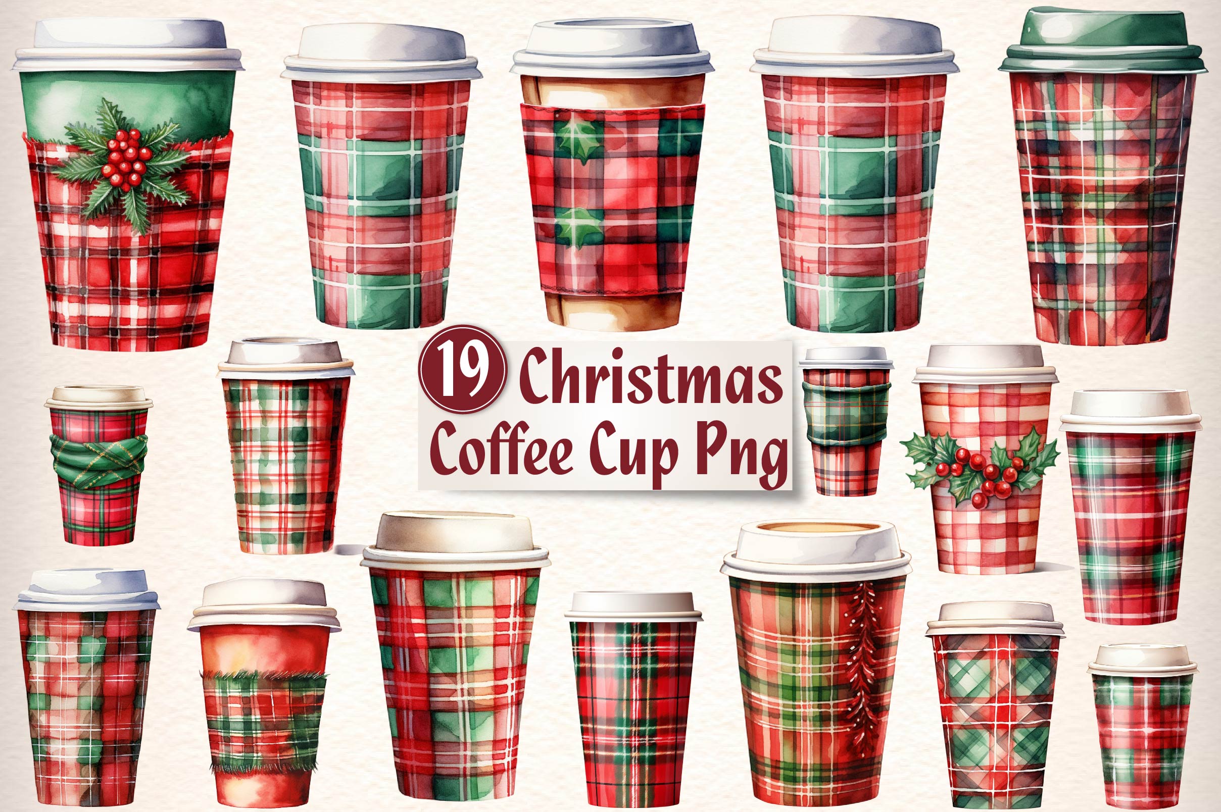 Christmas Coffee Cup Clipart Bundle 1 - CraftNest - Digital Crafting and Art