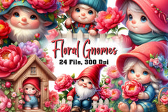 Floral Gnomes Clipart Bundle - CraftNest - Digital Crafting and Art
