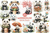 Cute Spring Panda Clipart Bundle
