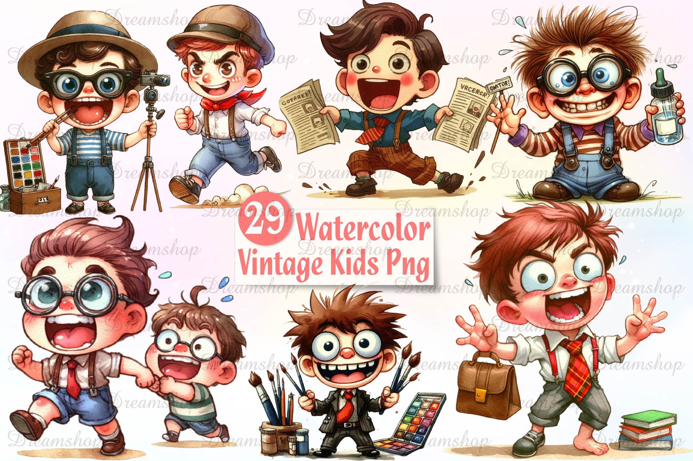Vintage Kids Clipart Bundle - CraftNest - Digital Crafting and Art