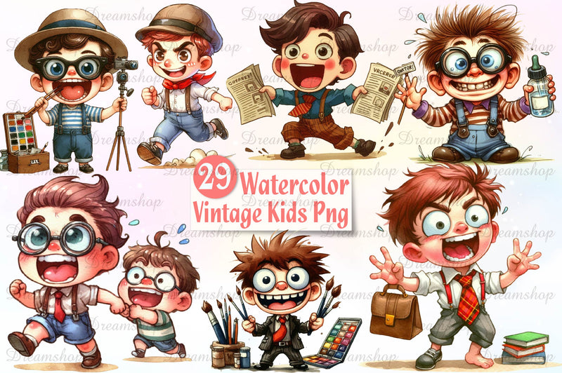 Vintage Kids Clipart Bundle - CraftNest - Digital Crafting and Art