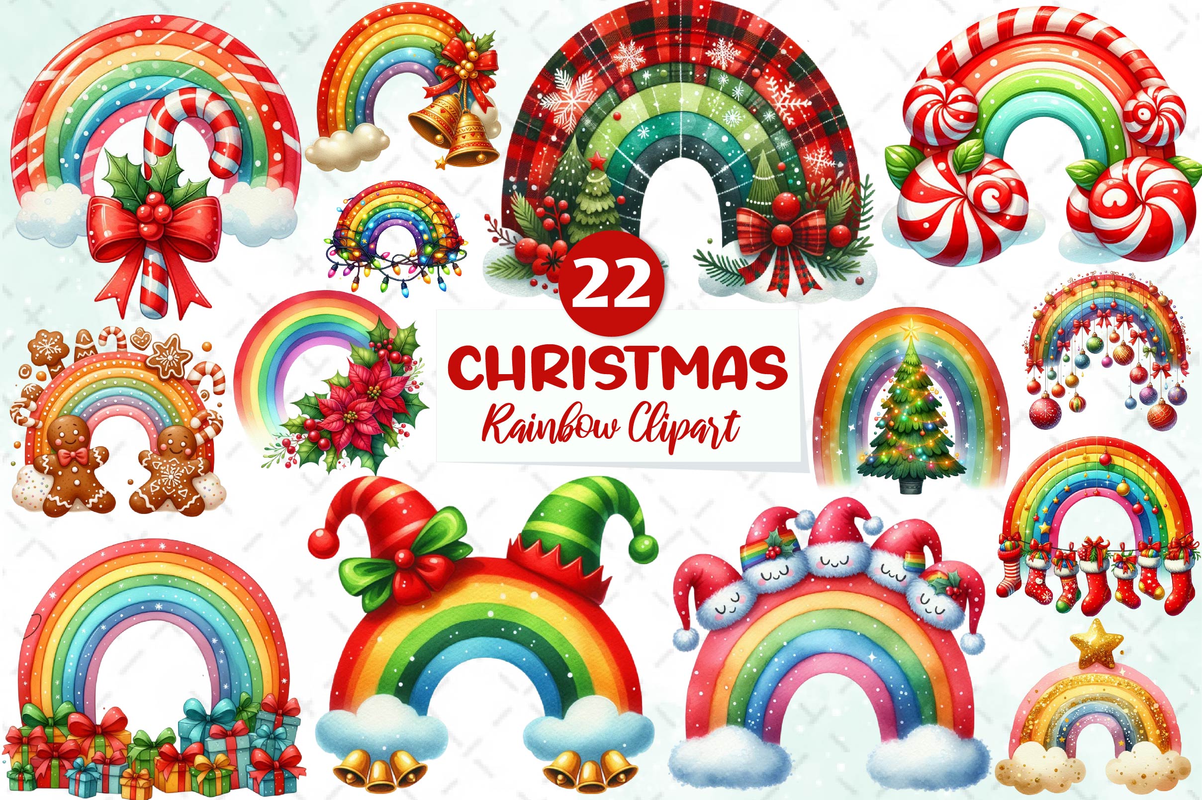 Christmas Rainbow Clipart Bundle - CraftNest - Digital Crafting and Art
