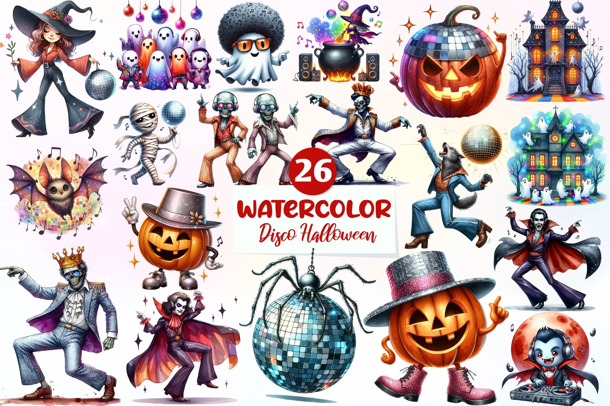 Disco Halloween Clipart Bundle 1 - CraftNest - Digital Crafting and Art