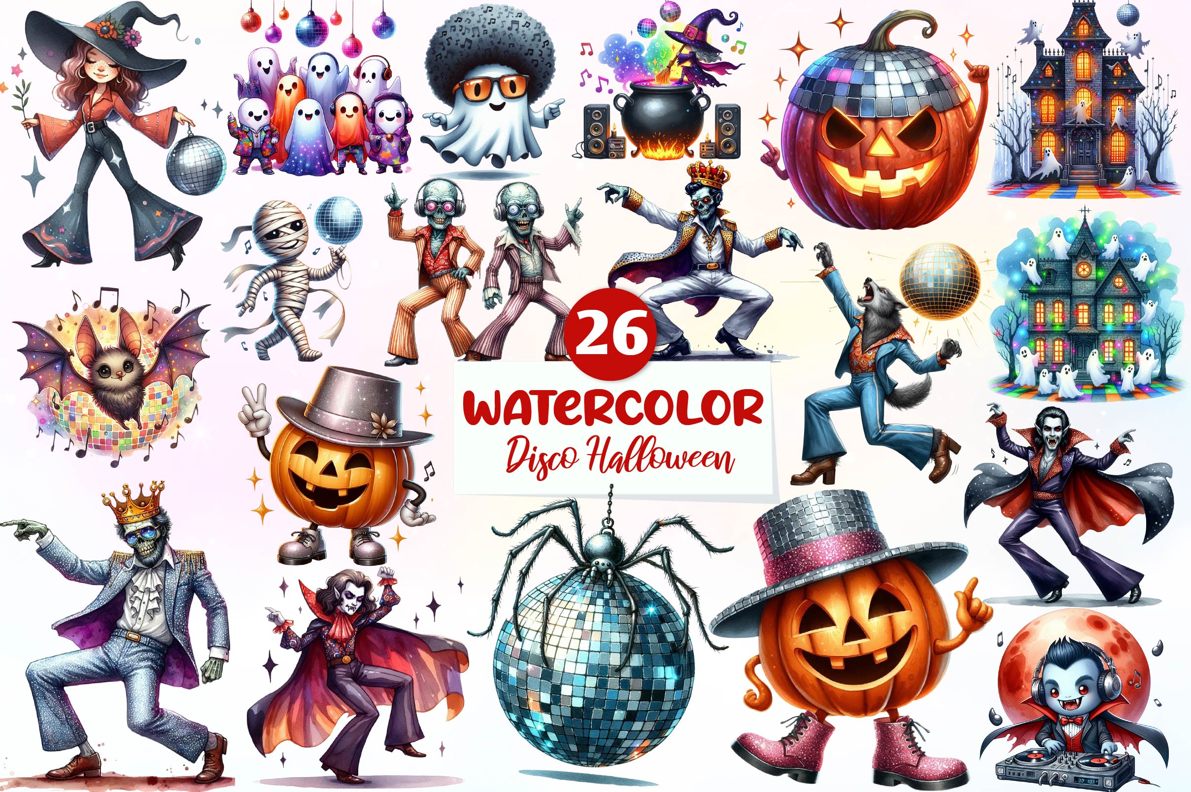Disco Halloween Clipart Bundle 1 - CraftNest - Digital Crafting and Art