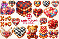 Cookies Plaid Valentine Clipart Bundle - CraftNest - Digital Crafting and Art