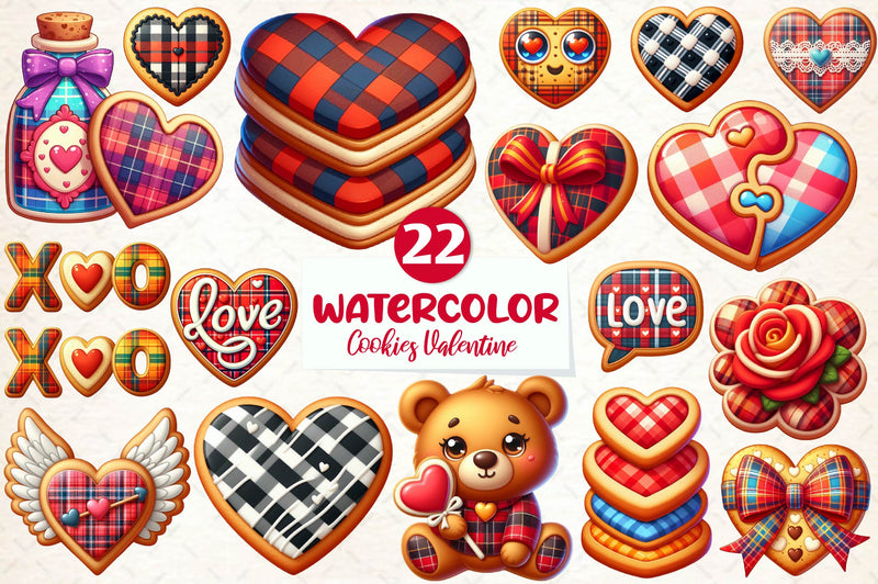 Cookies Plaid Valentine Clipart Bundle - CraftNest - Digital Crafting and Art