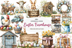 Country Farmhouse Easter Clipart Bundle - CraftNest - Digital Crafting and Art