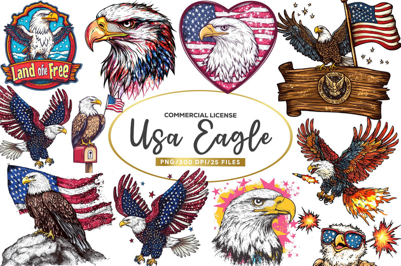 Usa Eagle & Fireworks Clipart Bundle - CraftNest - Digital Crafting and Art