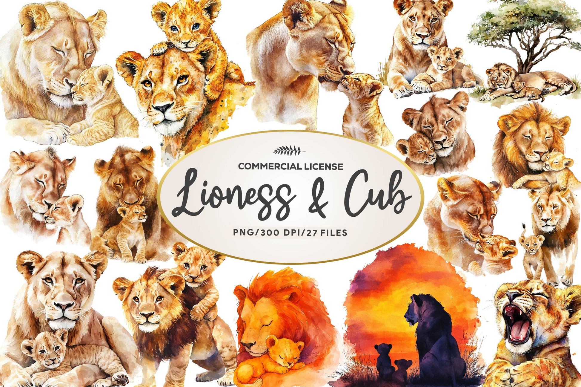Lioness & Cub Clipart Bundle - CraftNest - Digital Crafting and Art