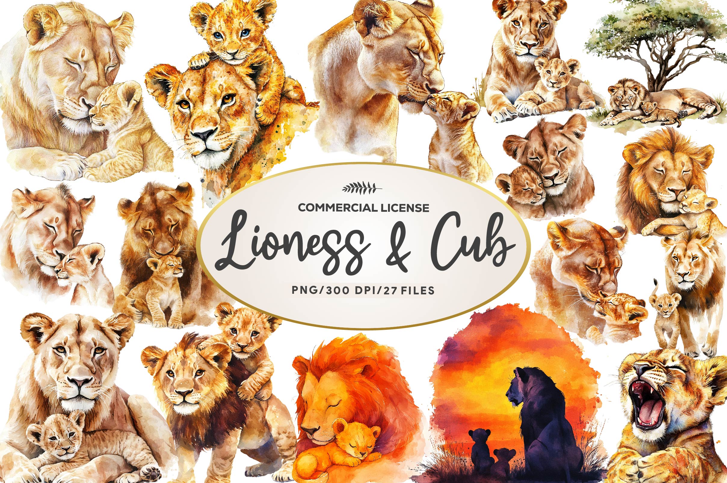 Lioness & Cub Clipart Bundle - CraftNest - Digital Crafting and Art
