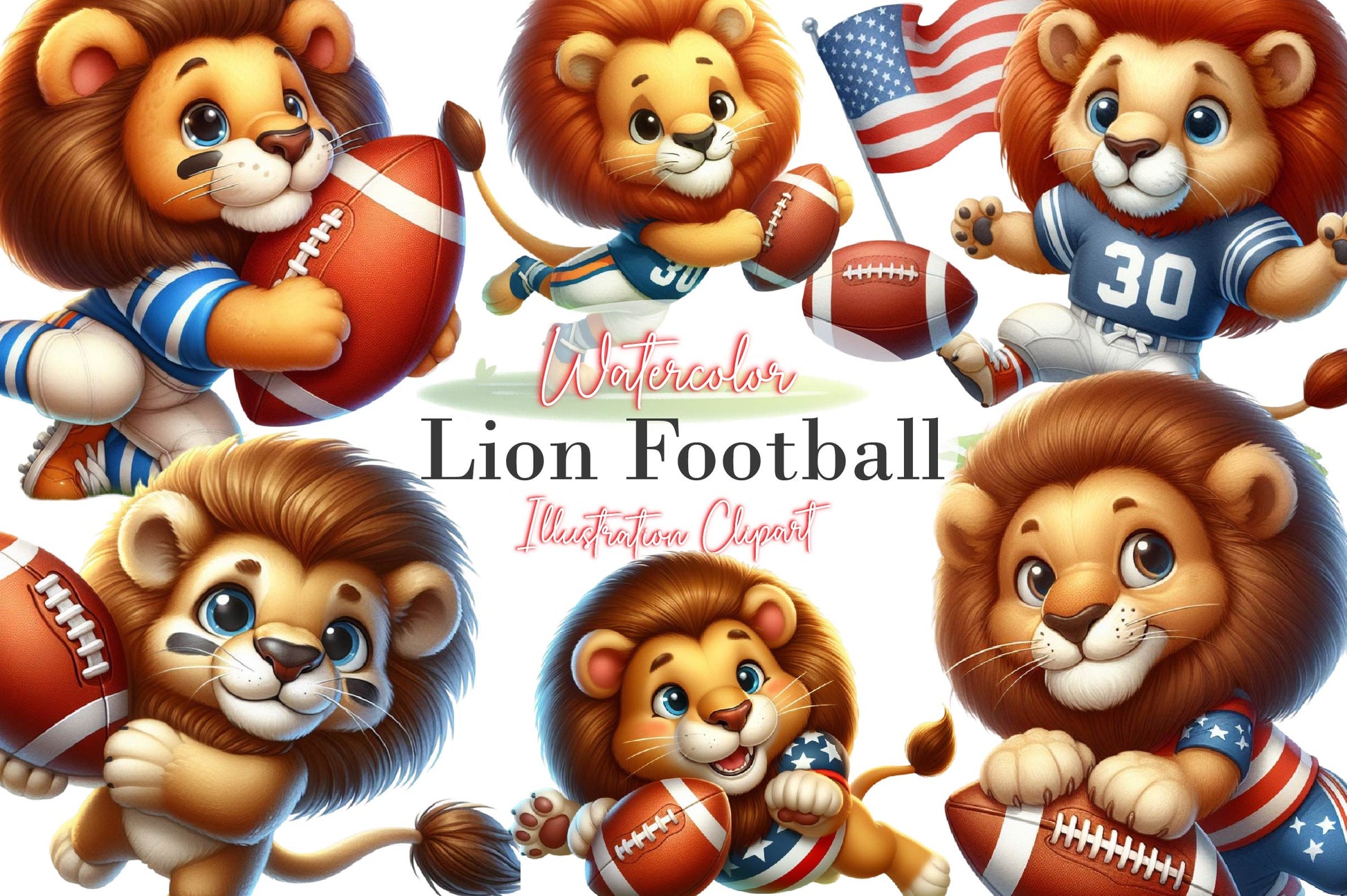 Lion Rugby Football Clipart Bundle - CraftNest - Digital Crafting and Art