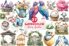 Spring Doves Garden Clipart Bundle - CraftNest - Digital Crafting and Art