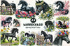 Spring Black Horse Clipart Bundle