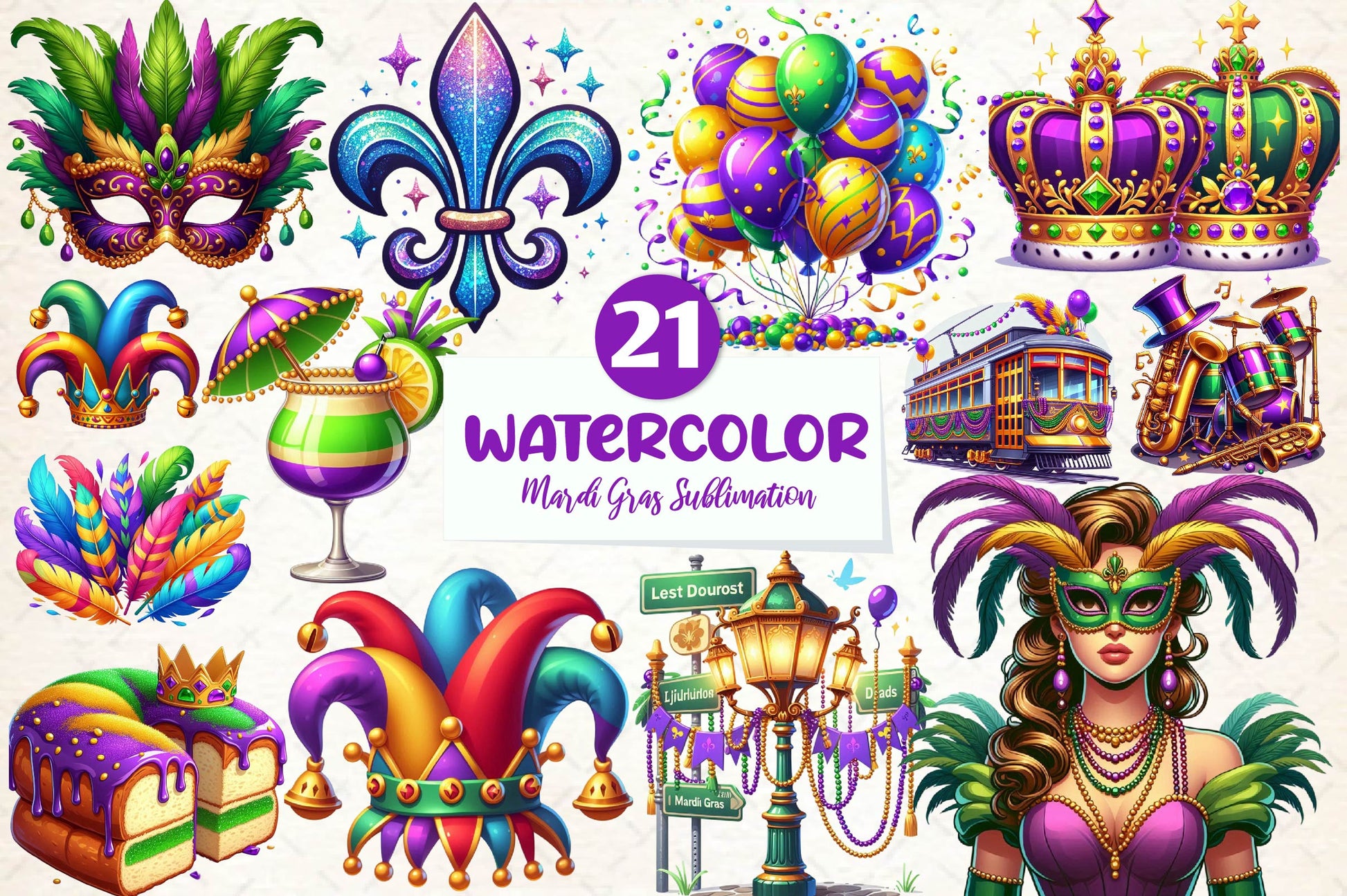 Mardi Gras Clipart Bundle 3 - CraftNest - Digital Crafting and Art