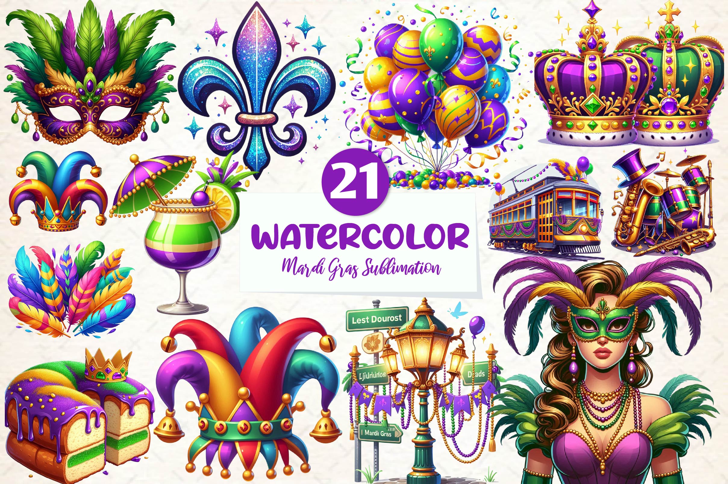 Mardi Gras Clipart Bundle 3 - CraftNest - Digital Crafting and Art