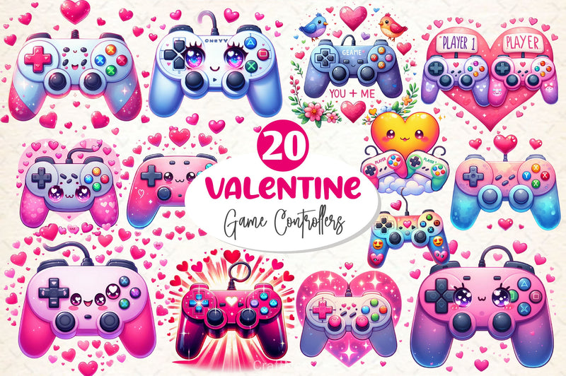 Valentine Game Controllers Clipart Bundle 2 - CraftNest - Digital Crafting and Art