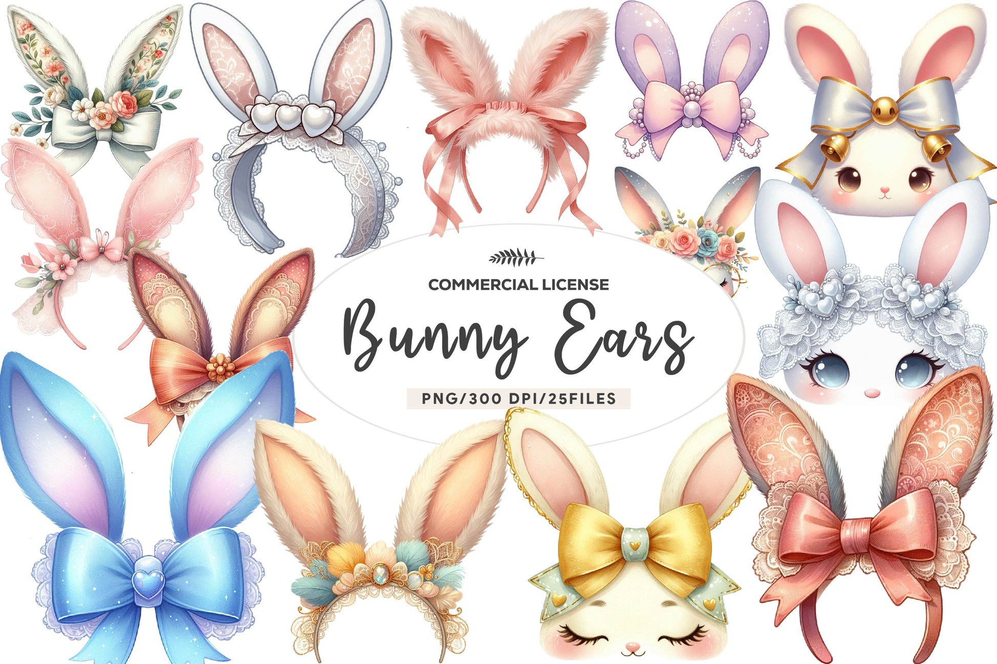 Coquette Bunny Ears Clipart Bundle - CraftNest - Digital Crafting and Art