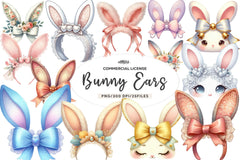 Coquette Bunny Ears Clipart Bundle - CraftNest - Digital Crafting and Art