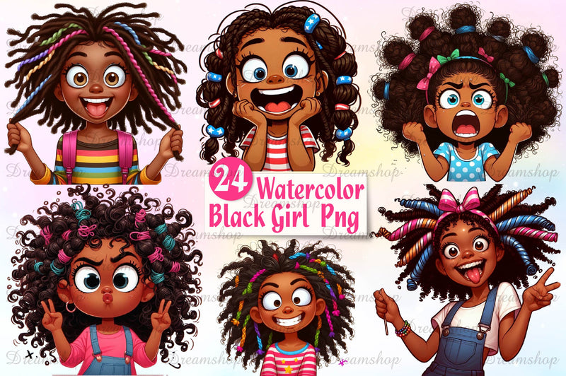 Black Girl Clipart Bundle - CraftNest - Digital Crafting and Art