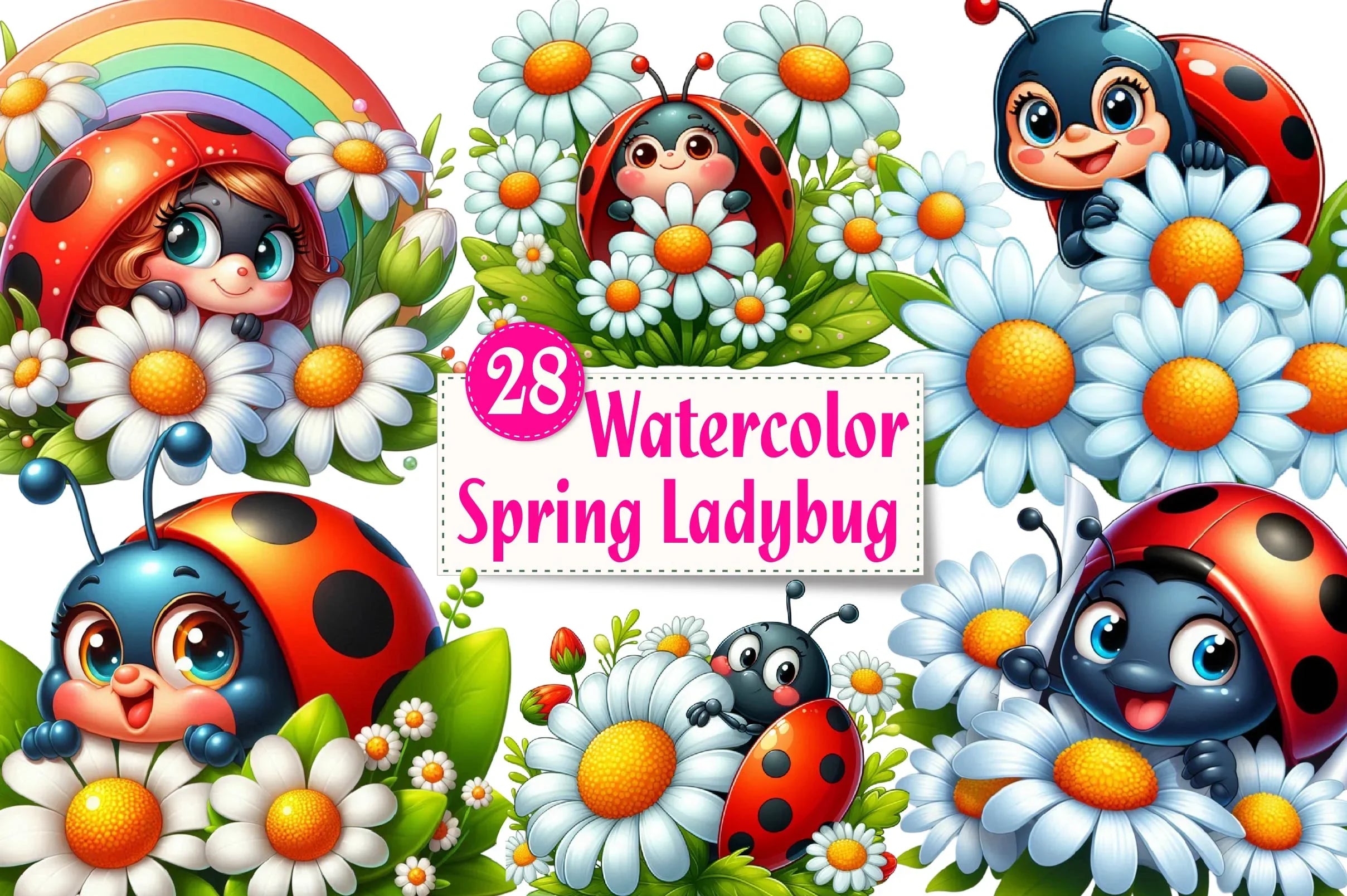 Spring Ladybug Clipart Bundle - CraftNest - Digital Crafting and Art