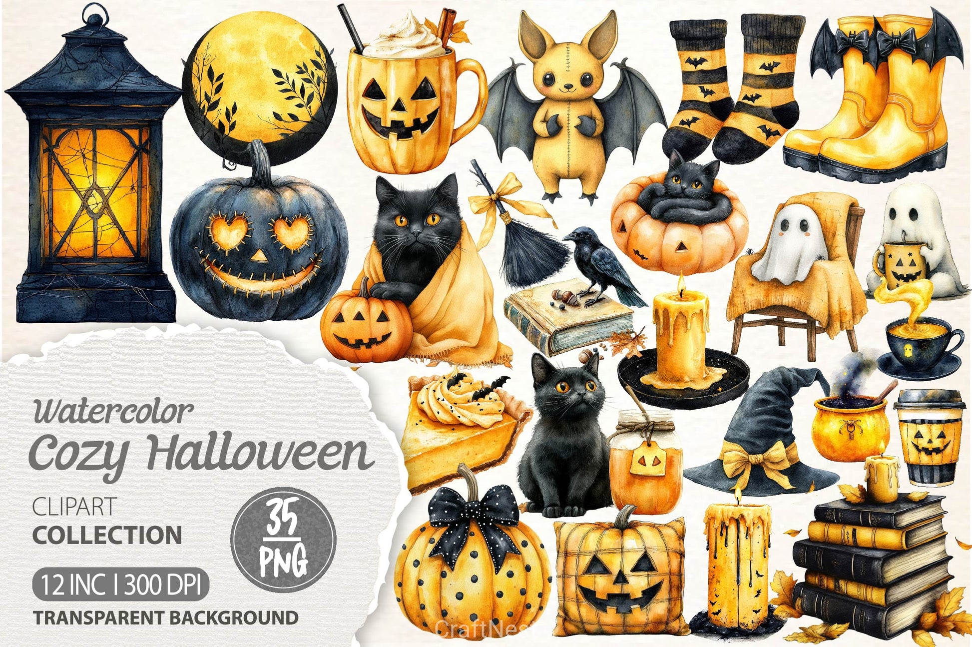 Cozy Halloween Clipart Bundle - CraftNest - Digital Crafting and Art