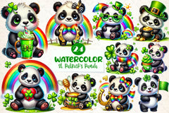 St Patricks Day Cute Panda Clipart Bundle - CraftNest - Digital Crafting and Art