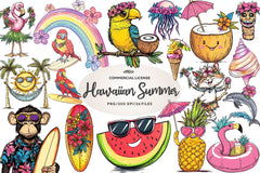 Cute Hawaiian Summer Clipart Bundle - CraftNest - Digital Crafting and Art