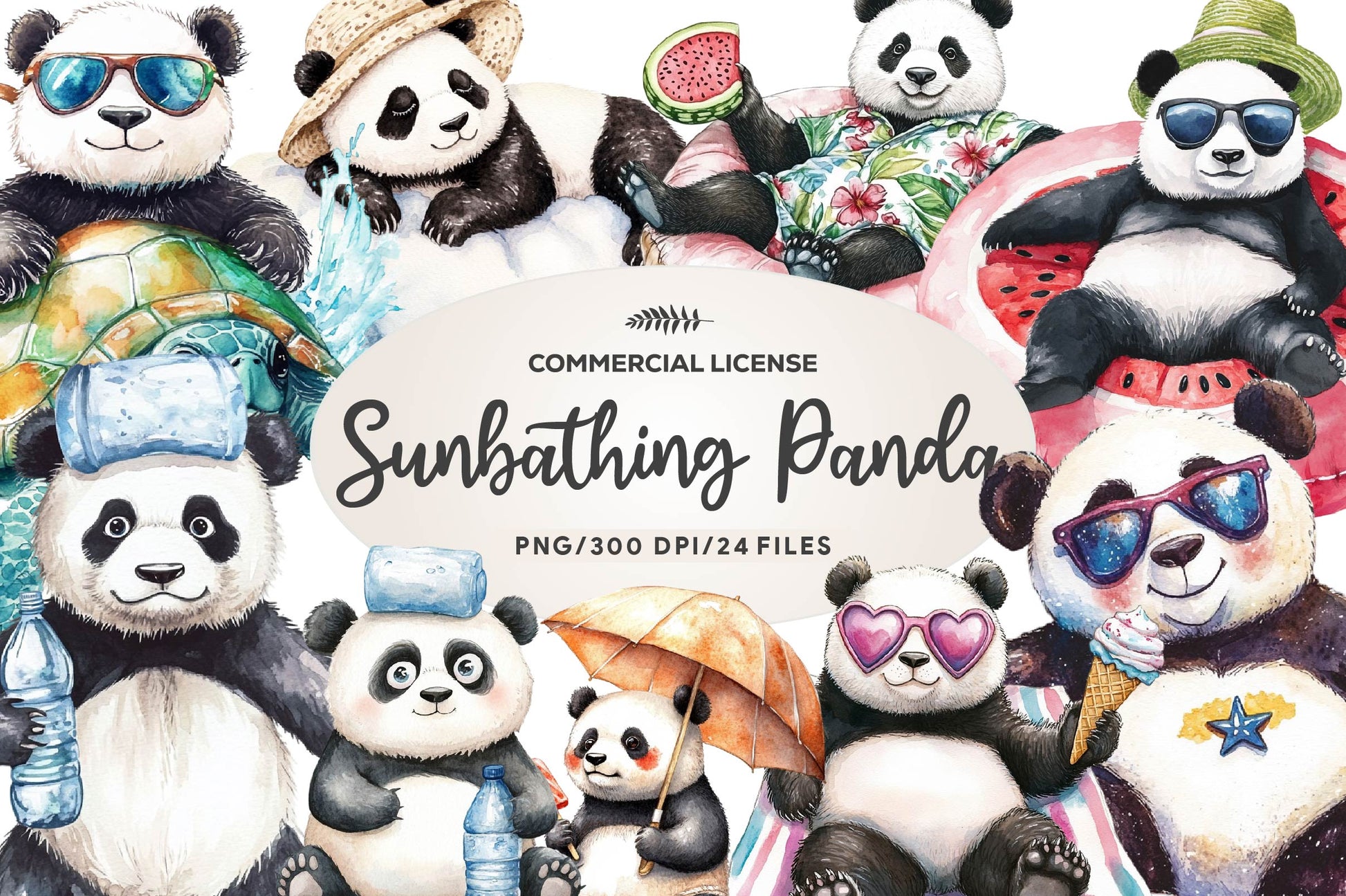 Funny Sunbathing Panda Clipart Bundle - CraftNest - Digital Crafting and Art
