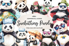 Funny Sunbathing Panda Clipart Bundle - CraftNest - Digital Crafting and Art