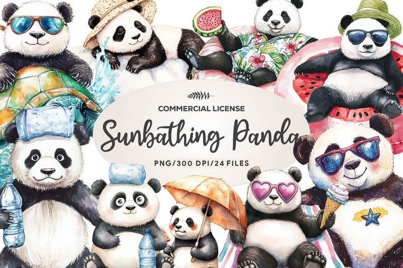 Funny Sunbathing Panda Clipart Bundle - CraftNest - Digital Crafting and Art