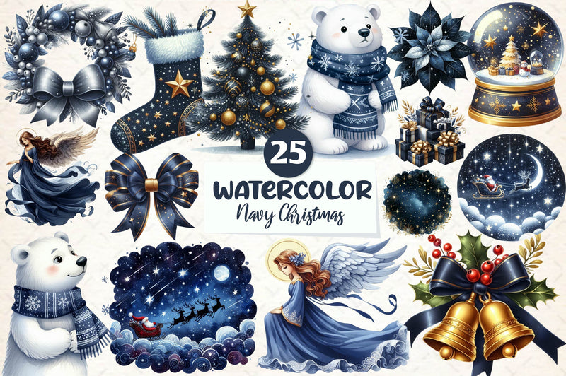 Navy Christmas Clipart Bundle 1 - CraftNest - Digital Crafting and Art