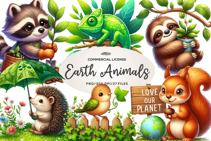 Earth Day Animals Wildlife Clipart Bundle