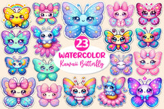 Kawaii Butterfly Stickers Sticker Clipart Bundle - CraftNest - Digital Crafting and Art