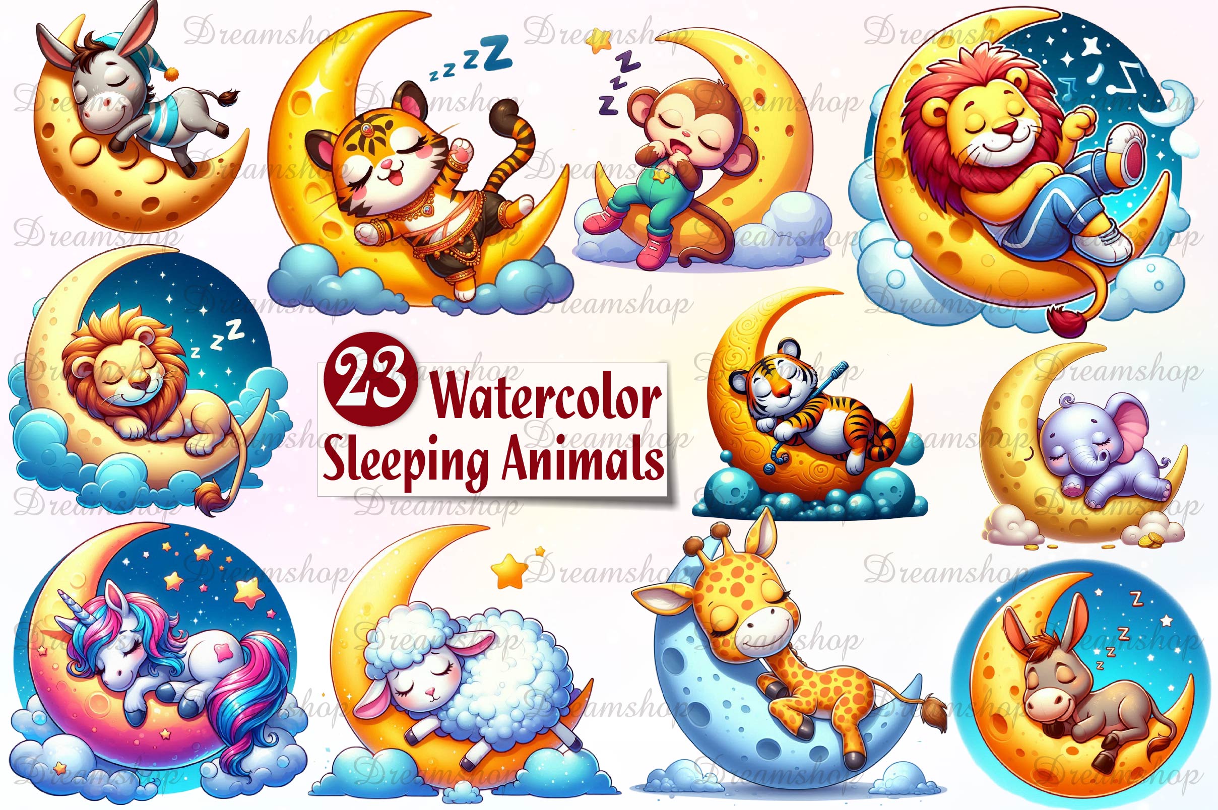 Sleeping Baby Animals Clipart Bundle - CraftNest - Digital Crafting and Art