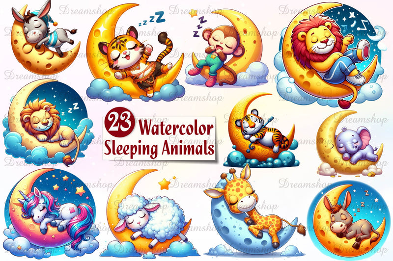 Sleeping Baby Animals Clipart Bundle - CraftNest - Digital Crafting and Art