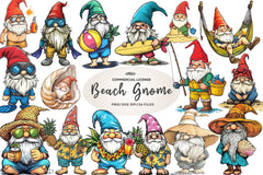 Summer Beach Gnome Clipart Bundle - CraftNest - Digital Crafting and Art