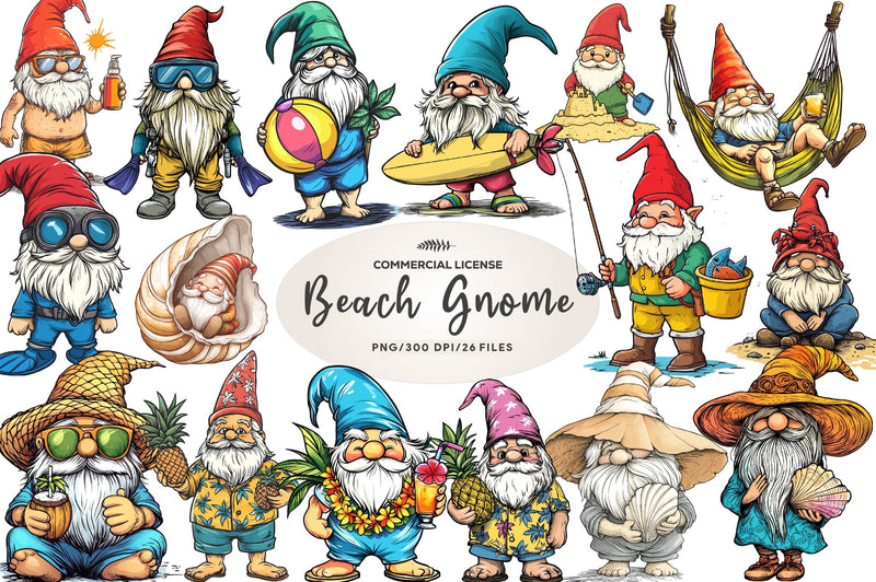 Summer Beach Gnome Clipart Bundle - CraftNest - Digital Crafting and Art