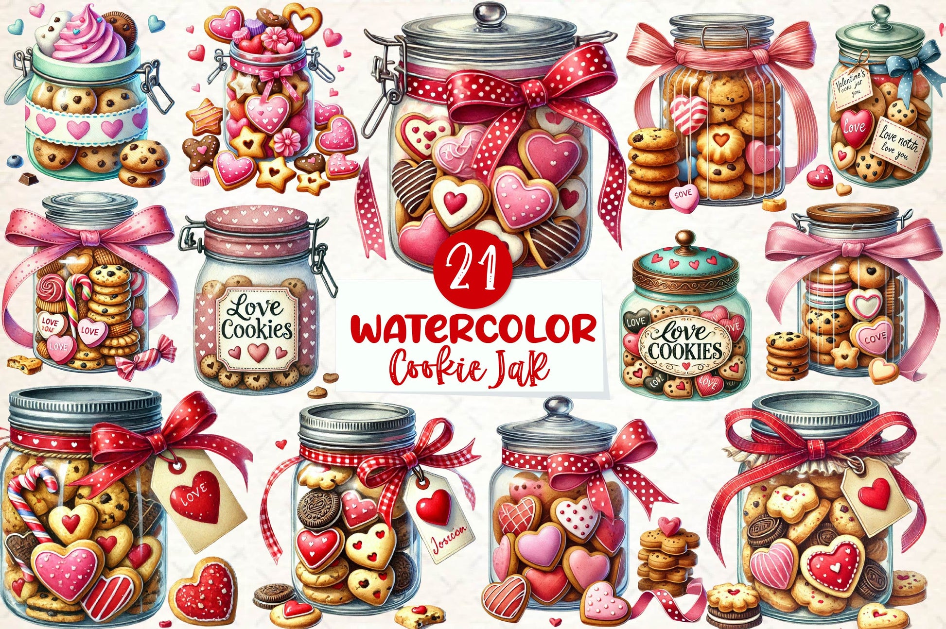 Valentine Valentine Cookie Jar Clipart Bundle - CraftNest - Digital Crafting and Art