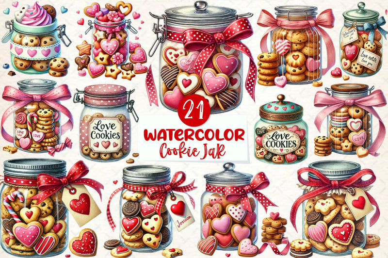 Valentine Valentine Cookie Jar Clipart Bundle - CraftNest - Digital Crafting and Art