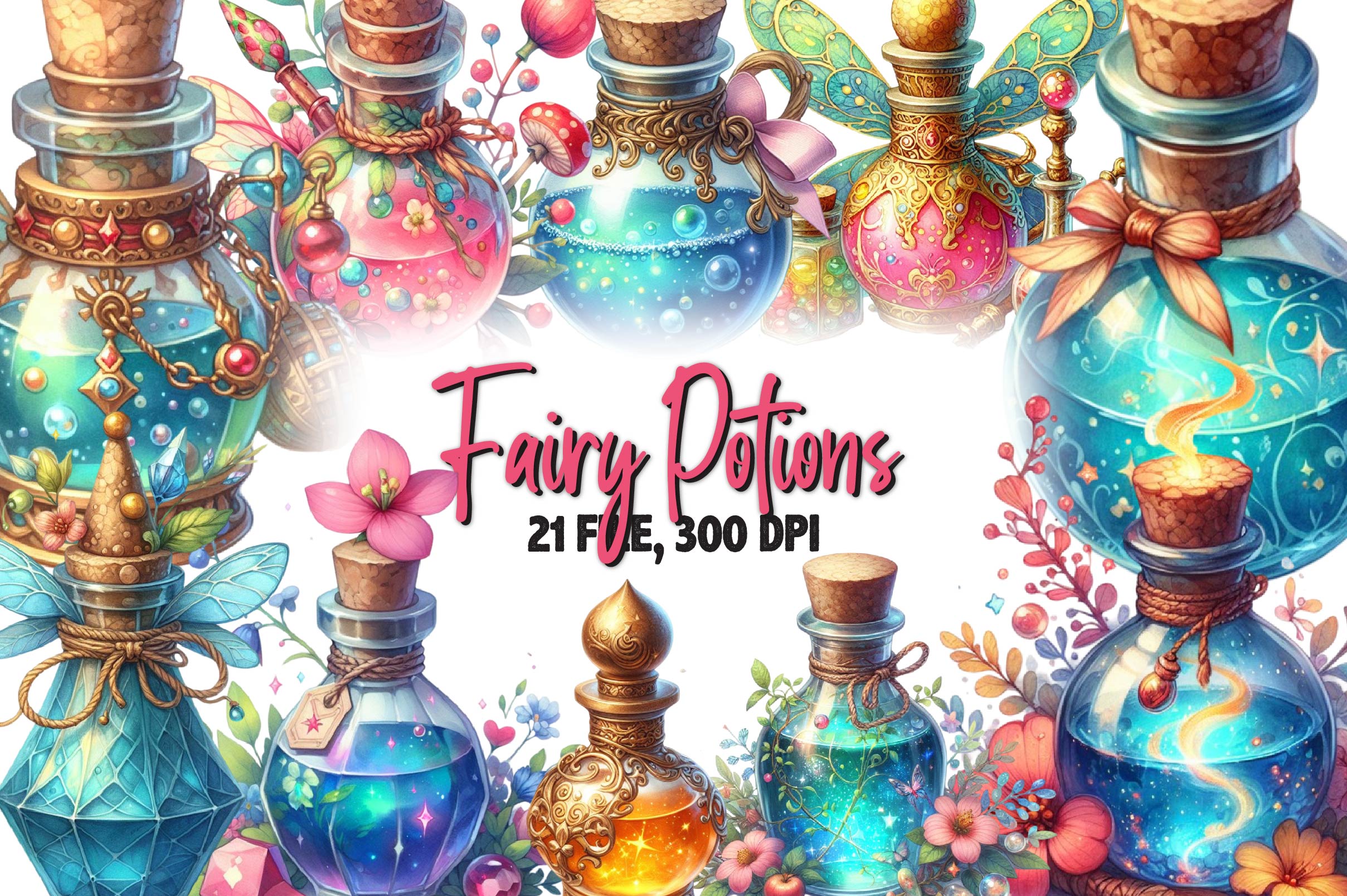 Fairy Potions Clipart Bundle - CraftNest - Digital Crafting and Art