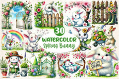 Spring Bunny Garden Clipart Bundle - CraftNest - Digital Crafting and Art