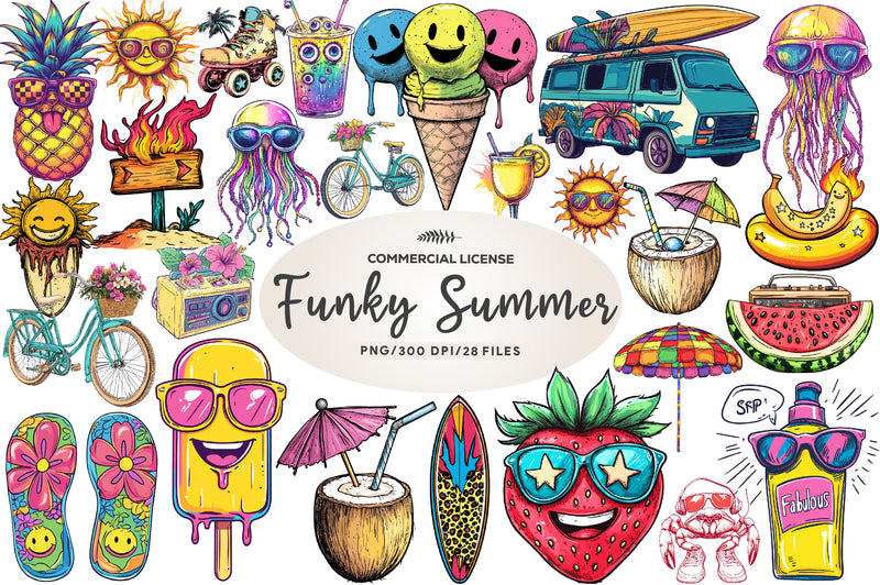 Funky Summer Clipart Bundle - CraftNest - Digital Crafting and Art