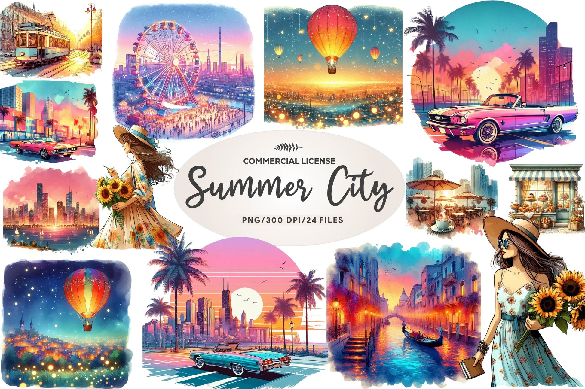 Summer City Clipart Bundle - CraftNest - Digital Crafting and Art