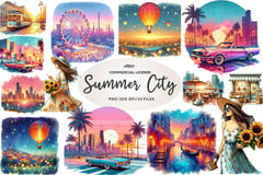 Summer City Clipart Bundle - CraftNest - Digital Crafting and Art