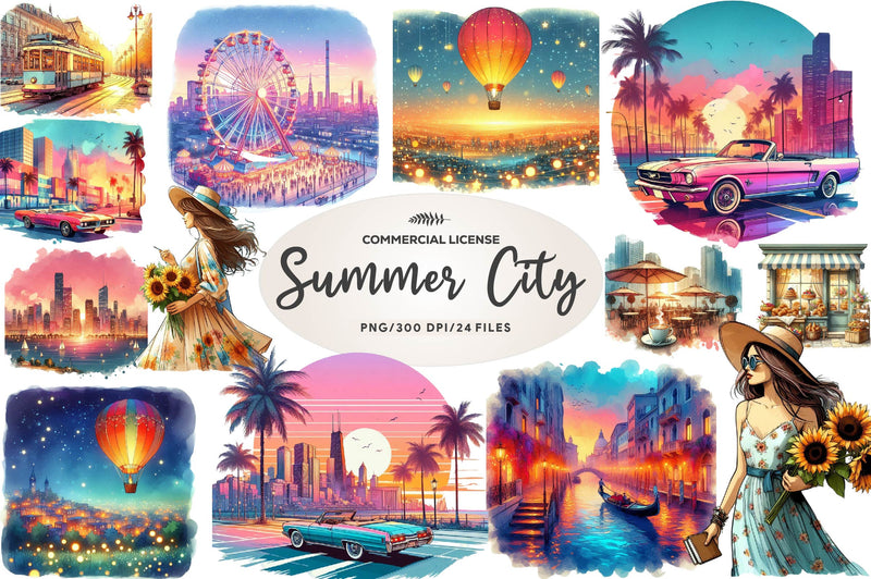 Summer City Clipart Bundle - CraftNest - Digital Crafting and Art