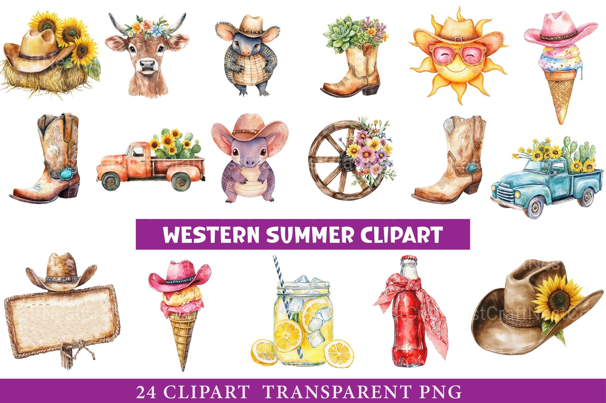 Western Summer Clipart Bundle - CraftNest - Digital Crafting and Art