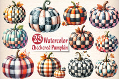 Checkered Pumpkin Clipart Bundle - CraftNest - Digital Crafting and Art