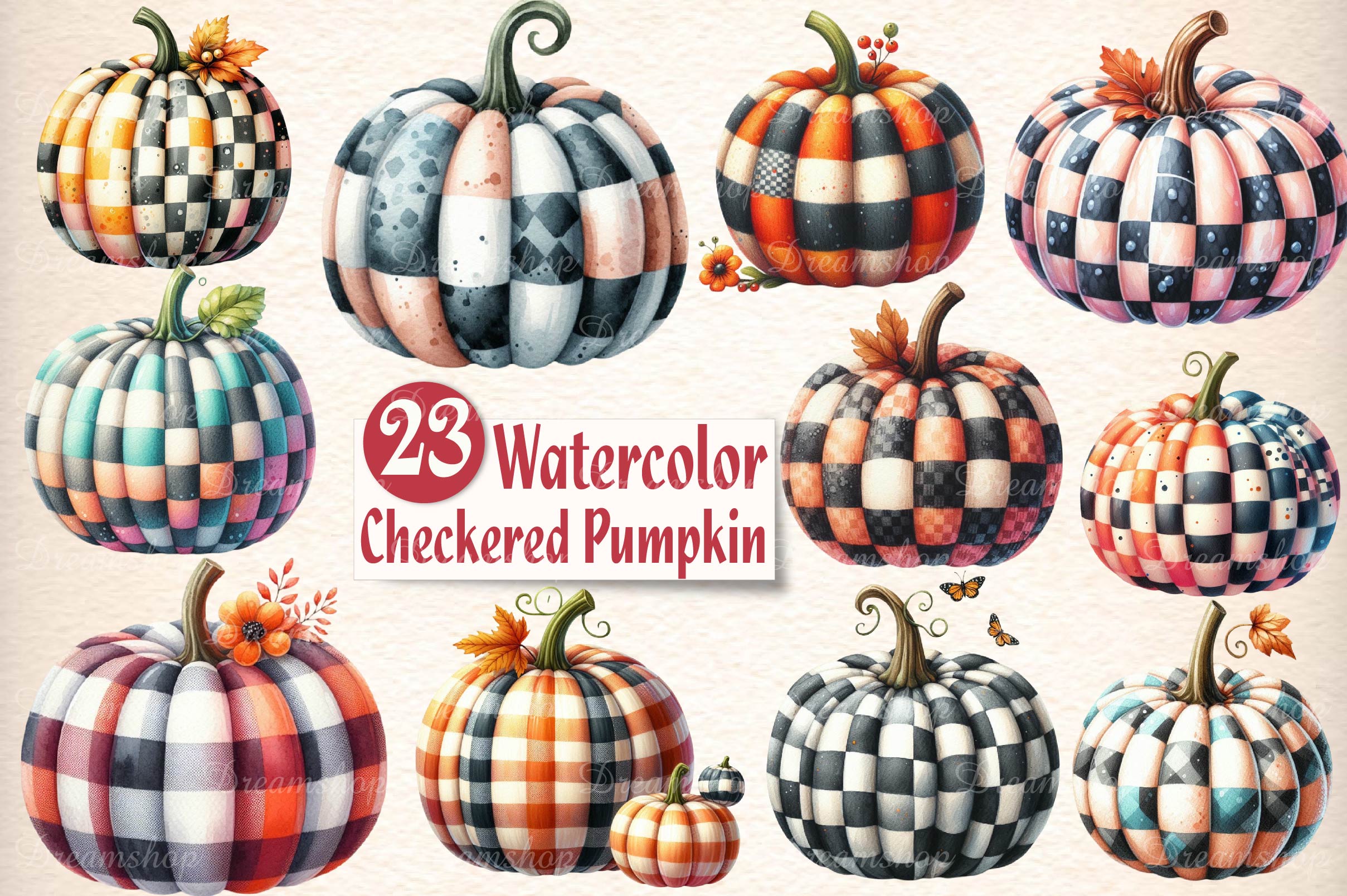 Checkered Pumpkin Clipart Bundle - CraftNest - Digital Crafting and Art