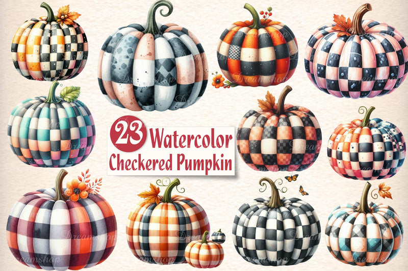 Checkered Pumpkin Clipart Bundle - CraftNest - Digital Crafting and Art
