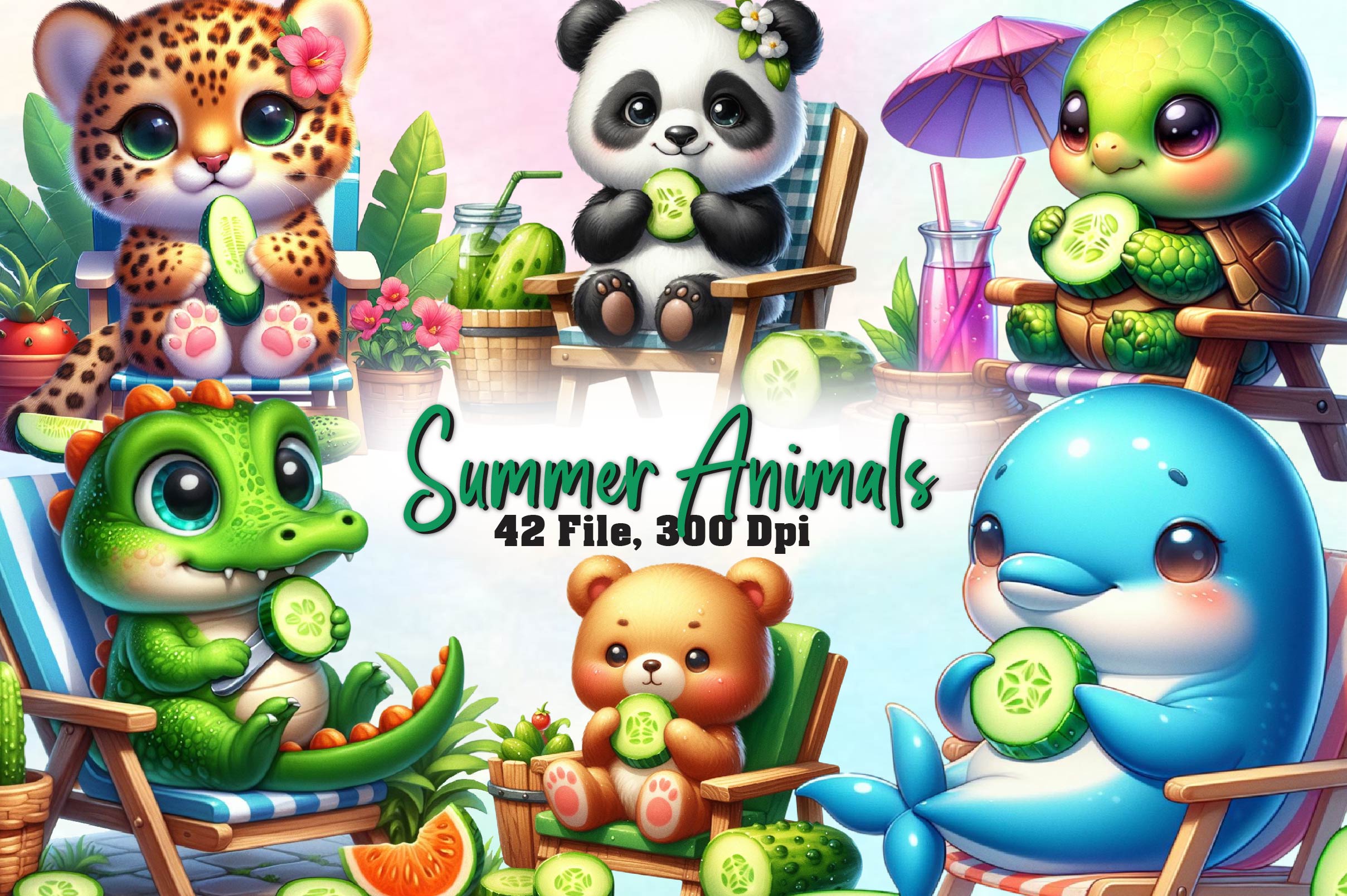 Summer Animals Clipart Bundle 2 - CraftNest - Digital Crafting and Art